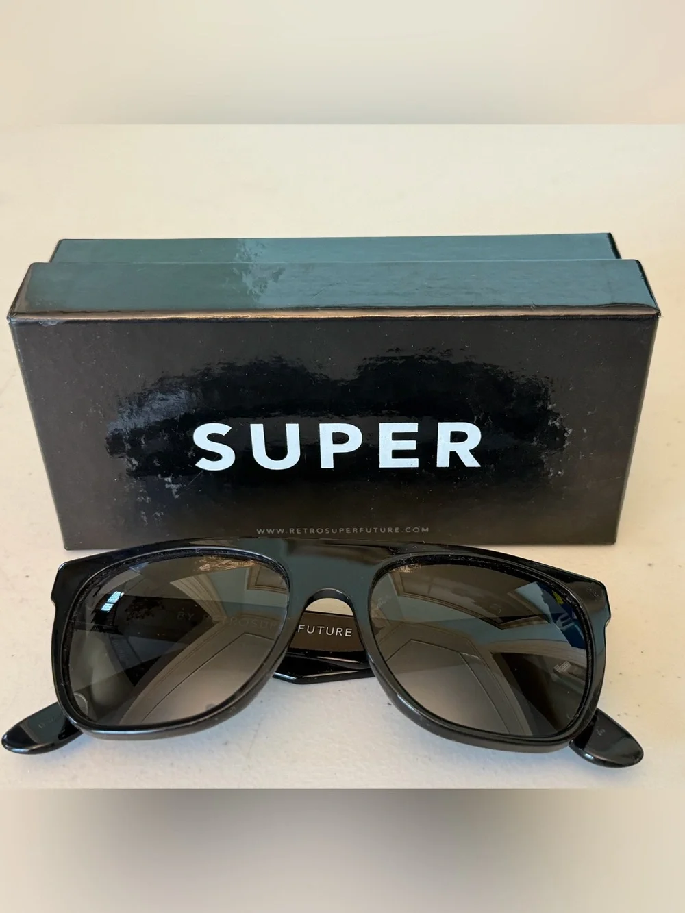 RetroSuperFuture Flat Top Acetate Frame Black Sunglasses